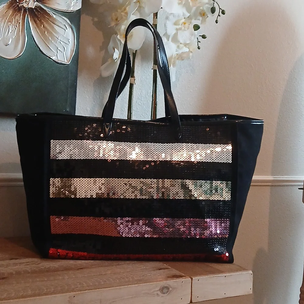 Victoria's Secret Limited Edition Black Embellished Glam Tote Bag